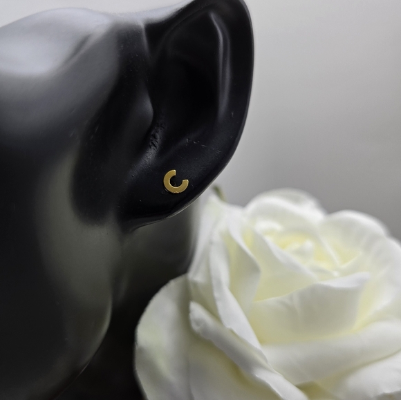 DAINTY INITIAL GOLDEN STERLING SILVER STUDS - Picture 7 of 16